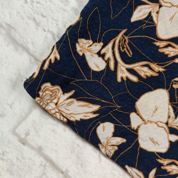 Splendid womens lined tunic ruffle cap sleeve mini dress Navy Blue Floral sz M - Picture 10 of 10